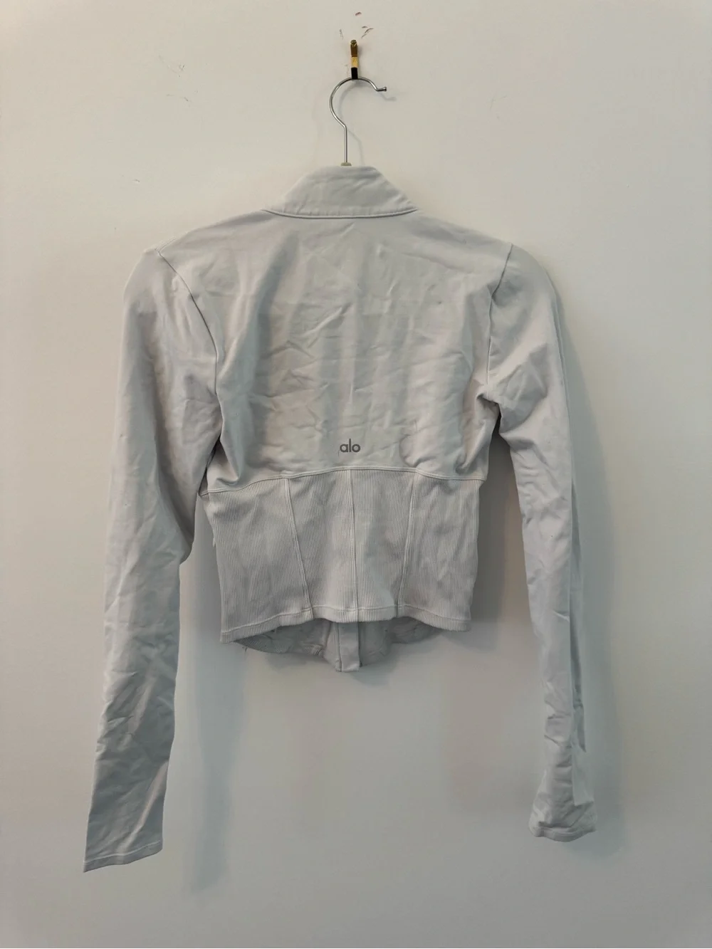 ALO Yoga White Zip-Front Corset Jacket